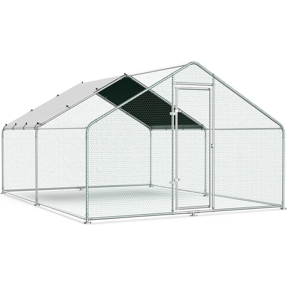 imageLyromix 126 Large Metal Chicken CoopWalkin Poultry Cage Chicken Runs House for Yard with Waterproof CoverChicken Pens Habitat Cage for Outdoor Farm98 Lx131 Wx64 H