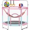 imageBLUERISE 60quot Trampoline for Kids 5 FT Small Toddler Indoor ampamp Outdoor Trampoline Basketball Hoop ampamp Dart Board Baby Trampoline Toys Gifts for Boy and Girl Baby Toddler Christmas ToysBlue  Pink