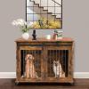 imageLyromix Dog Crate Furniture with Divider for 2 Small to Medium Dogs Wooden Cage End Table Heavy Duty Indoor Puppy Kennel with Removable Divider and Sliding Door Brown 3937W252D2894H