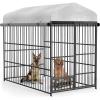 imageLyromix Dog Kennel Outdoor with Waterproof Roof and Rotating Feeding Doors Outdoor Dog Kennel Playpen Crate with Secure Lock and Bowls Large Heavy Duty Welded Wire Dogs Run Enclosure 663959