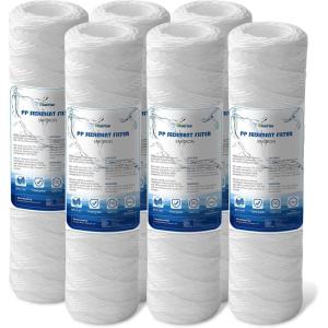 BLUERISE 5 Micron 10″ x 2.5″ Water Filter Replacement Whole House Sediment Home Water Filter Replacement Cartridge Ro Sediment Filter Easy Installation Fits Any 10″ Reverse Osmosis Unit – 6 Pack(String Wound Water Filter 6 Pack)