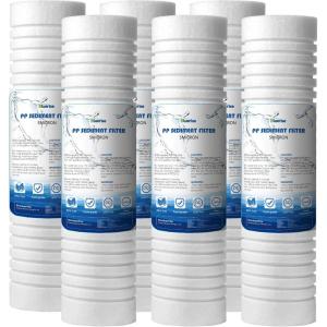 BLUERISE 5 Micron 10″ x 2.5″ Water Filter Replacement Whole House Sediment Home Water Filter Replacement Cartridge Ro Sediment Filter Easy Installation Fits Any 10″ Reverse Osmosis Unit – 6 Pack(Grooved Type Water Filter 6 Pack)