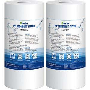 BLUERISE 5 Micron 10″ x 4.5″ Wire Wound Whole House Water Filter Replacement Cartridge for Sediment, Reverse Osmosis RO Filtration System Cartridge Universal for Well Water（pack of 2）(Sediment Water Filter 2 Pack)
