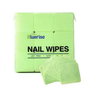 BLUERISE Lint Free Nail Wipes Green 1000pcs Nail Polish Remover Pads Soft Absorbable Eyelash Extension Glue Cleaning Wipes