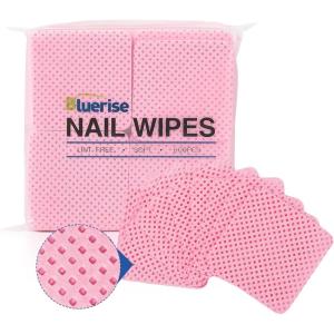 BLUERISE Lint Free Nail Wipes Pink 600pcs Nail Polish Remover Pads Soft Absorbable Eyelash Extension Glue Cleaning Wipes(Pink)