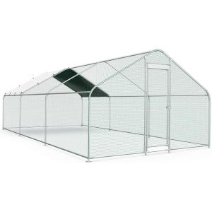 Lyromix 10x20FT Large Metal Chicken Run with Roof, Walk-in Poultry Cage Chicken Coop Runs House for Yard with Waterproof Cover, Ducks Rabbits Habitat Cage Spire Shaped Coop(10’L x 20’W x 6.56’H)