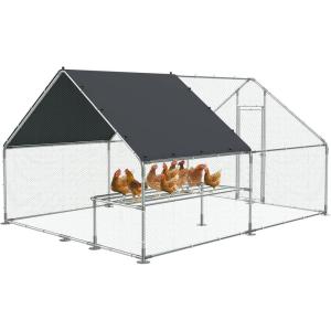 Lyromix 1.26” Large Metal Chicken Coop with Rest Table Run,Walk-in Poultry Cage Chicken Runs House for Yard with Waterproof Cover,Chicken Pens Habitat Cage for Outdoor Farm(9.8′ Lx13.1′ Wx6.4′ H)