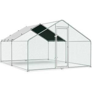 Lyromix 1.26” Large Metal Chicken Coop,Walk-in Poultry Cage Chicken Runs House for Yard with Waterproof Cover,Chicken Pens Habitat Cage for Outdoor Farm(9.8′ Lx13.1′ Wx6.4′ H)