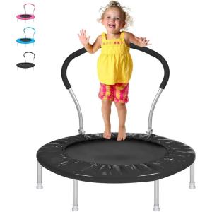 Lyromix 36-Inch Kids Trampoline with Handle – Indoor Mini Tranpoline for Toddlers, Small Fitness Rebounder for Indoor and Outdoor Use(Dark Black)