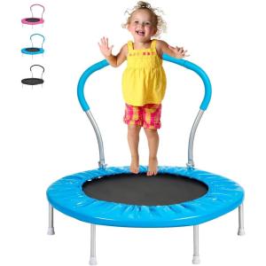 Lyromix 36-Inch Kids Trampoline with Handle – Indoor Mini Tranpoline for Toddlers, Small Fitness Rebounder for Indoor and Outdoor Use(Vibrant Blue)