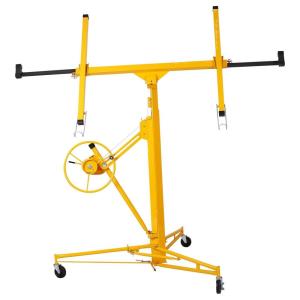 Lyromix Drywall Lift 11FT, Drywall Lifter Panel Jack, 150LBS Heavy Duty Sheetrock Hoist with 360° Adjustable Telescopic Arm & Wheels (Yellow)