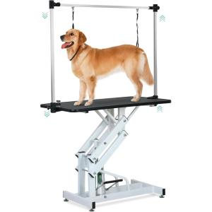 Lyromix Hydraulic Dog Grooming Table for Small/Large Dogs, Heavy Duty Professional Pet Station with Adjustable Arm and Nooses, Maximum Capacity Up to 330Lb, 43in