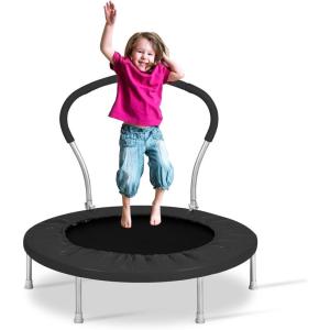 Lyromix Mini Trampoline for Kids, Indoor Toddler Trampoline with Handle, Child Small Rebounder Trampoline for Indoor and Outdoor Use(Bright Black-36Inch)