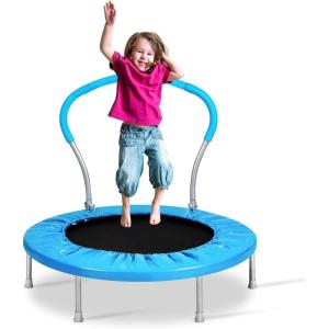 Lyromix Mini Trampoline for Kids, Indoor Toddler Trampoline with Handle, Child Small Rebounder Trampoline for Indoor and Outdoor Use(Bright Blue-36Inch)