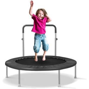 Lyromix Mini Trampoline for Kids, Indoor Toddler Trampoline with Handle, Child Small Rebounder Trampoline for Indoor and Outdoor Use(Dark Black-40Inch)