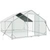 imageLyromix Large Metal Chicken Coop with RunWalkin Poultry Runs House for Yard with Waterproof Cover Pens Habitat Cage Spire Shaped for Outdoor Farm97 Lx127 Wx64 H12319 Sqft