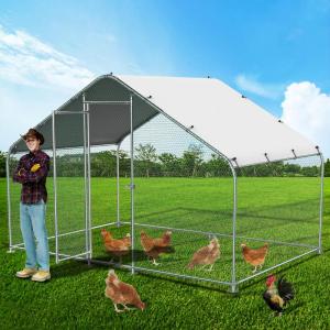 Lyromix Large Metal Chicken Coop Run, Walk-in Poultry Cage Chicken Runs House for Yard with Waterproof Cover, Ducks Rabbits Habitat Cage Spire Shaped Coop for Outdoor Farm Use(10’L x 6.6’W x 6.4’H)