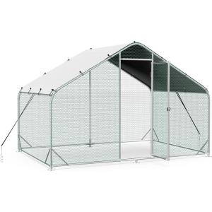 Lyromix Large Metal Chicken Coop with Run,Walk-in Poultry Cage Chicken Runs House for Yard with Waterproof Cover,Chicken Pens Habitat Cage Spire Shaped Coop for Outdoor Farm Use(9.7’L x 6.2’W x 6.4’H)(60.14 Sq.ft)