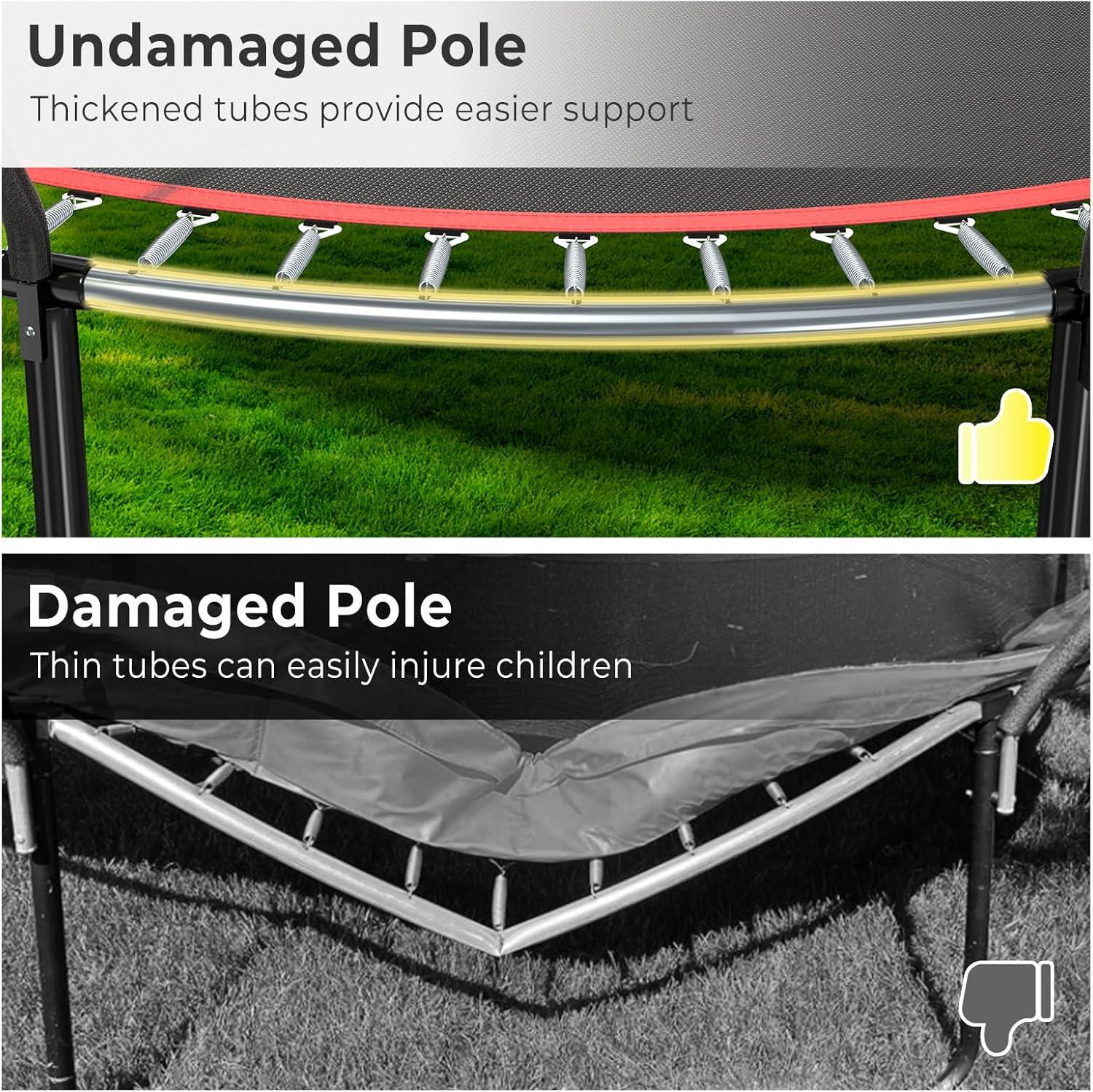 imageLyromix 12 14 15 16FT Trampoline Outdoor with Basketball Hoop Trampoline with Lights for Kids and Adults Recreational Trampolin with Sprinkler StakesCarbon Black