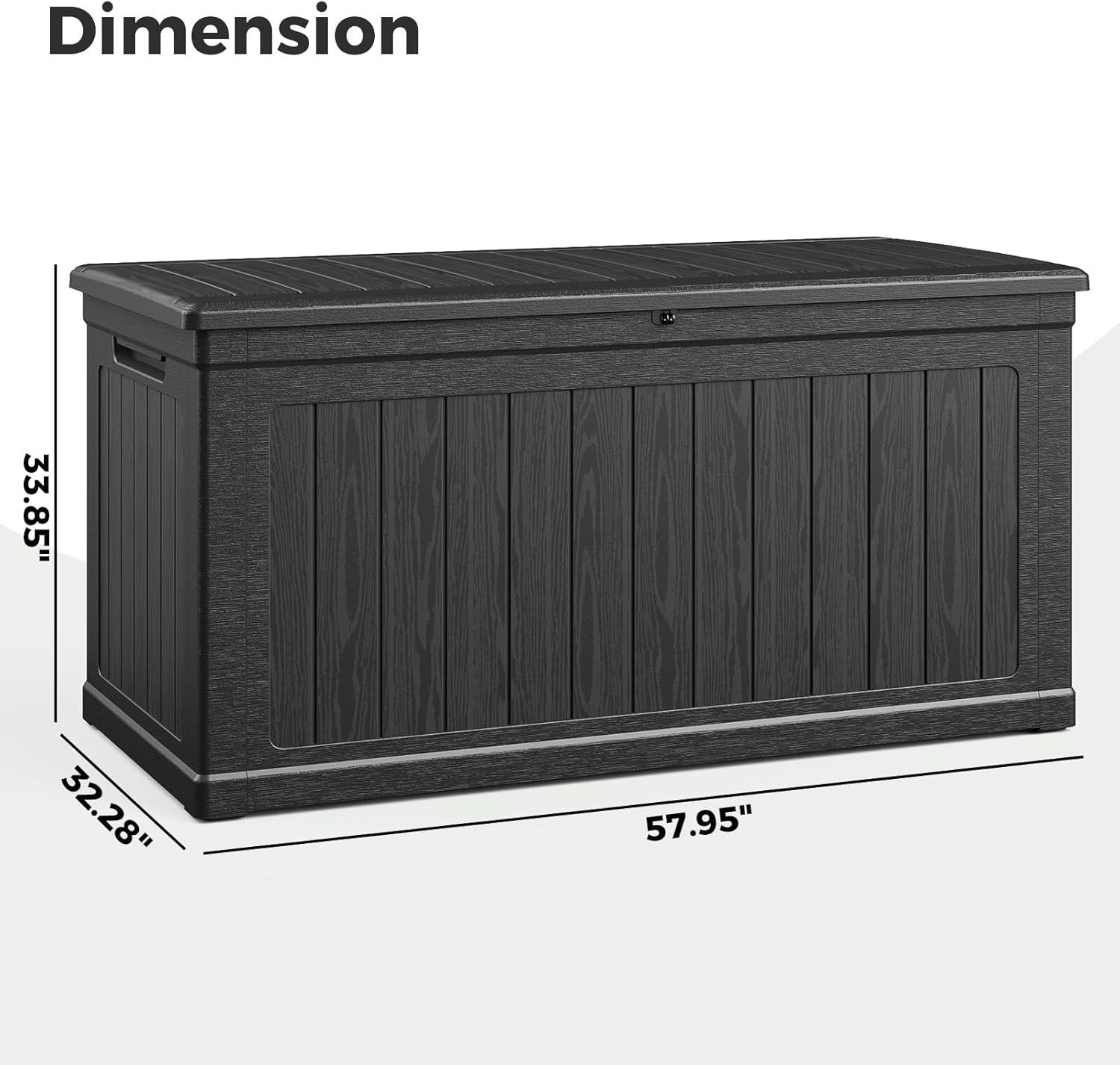 imageLyromix 230 Gallon Outdoor Large Resin Storage Box Waterproof Deck Box Lockable ampamp UVResistant Outside Cushion Storage for Patio Furniture Garden Tools Pool Accessories Black230 GAL