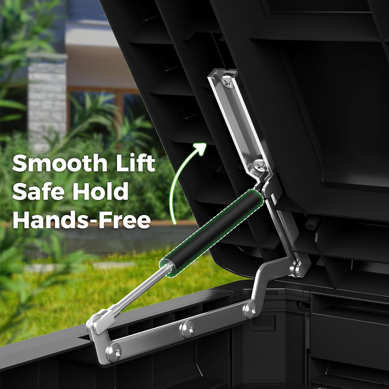 imageLyromix 230 Gallon Outdoor Large Resin Storage Box Waterproof Deck Box Lockable ampamp UVResistant Outside Cushion Storage for Patio Furniture Garden Tools Pool Accessories Black230 GAL