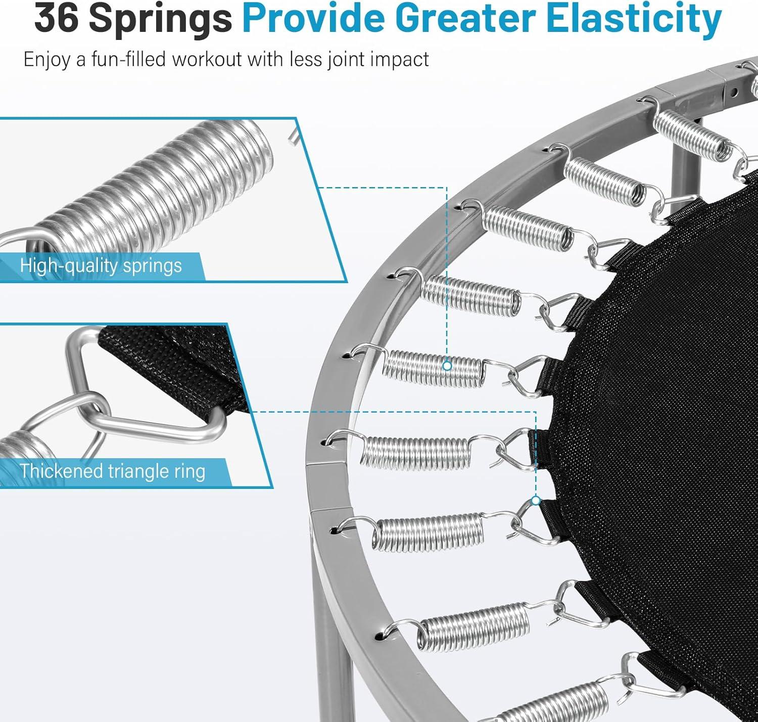 imageLyromix 40quot 48quot Rebounder Trampoline for Adults with Adjustable Bar Mini Fitness Trampoline for Adults and Kids Small Exercise Trampoline with Handle for Indoor Outdoor WorkoutBlue