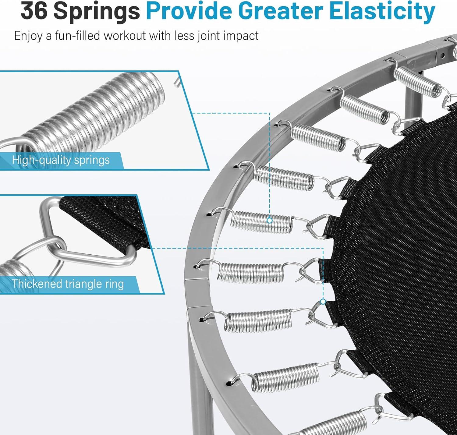 imageLyromix 40quot 48quot Rebounder Trampoline for Adults with Adjustable Bar Mini Fitness Trampoline for Adults and Kids Small Exercise Trampoline with Handle for Indoor Outdoor WorkoutBlack