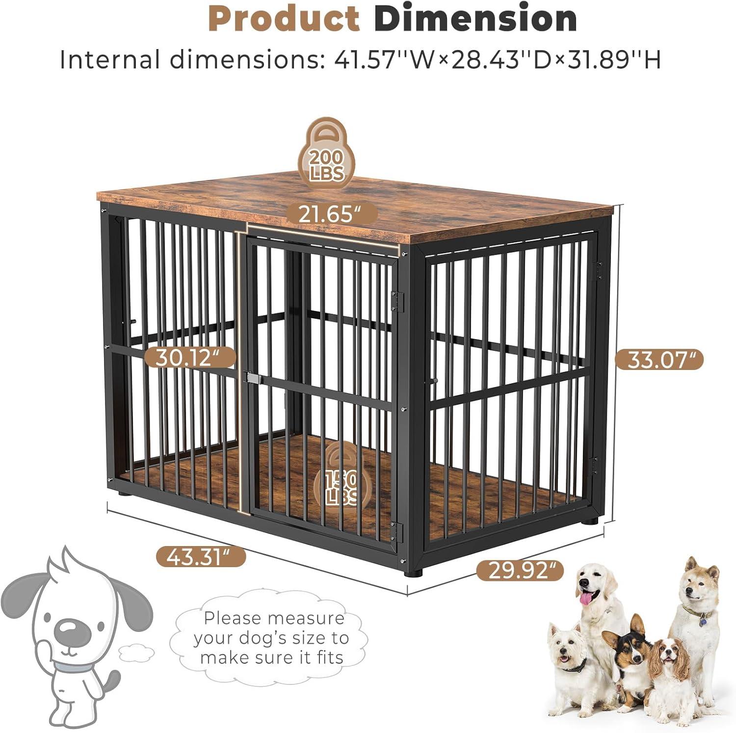 imageLyromix 33 Dog Crate Furniture with 3 DoorsWooden Crate End Table Heavy Duty Indoor Puppy Cage for Small to Medium Dogs Multiple Units Can be Combined GreyBrown