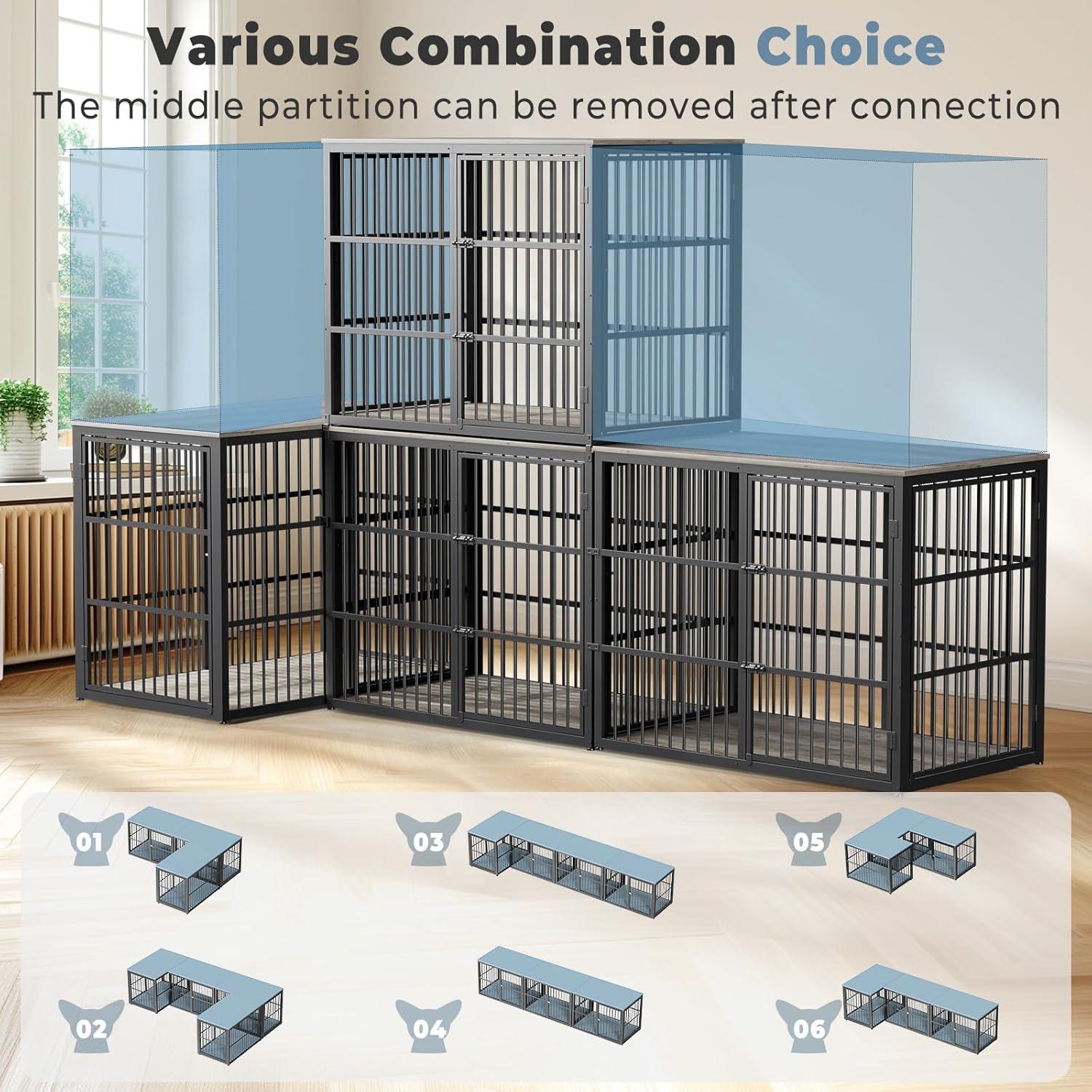 imageLyromix 33 Dog Crate Furniture with 3 DoorsWooden Crate End Table Heavy Duty Indoor Puppy Cage for Small to Medium Dogs Multiple Units Can be Combined GreyAncient gray