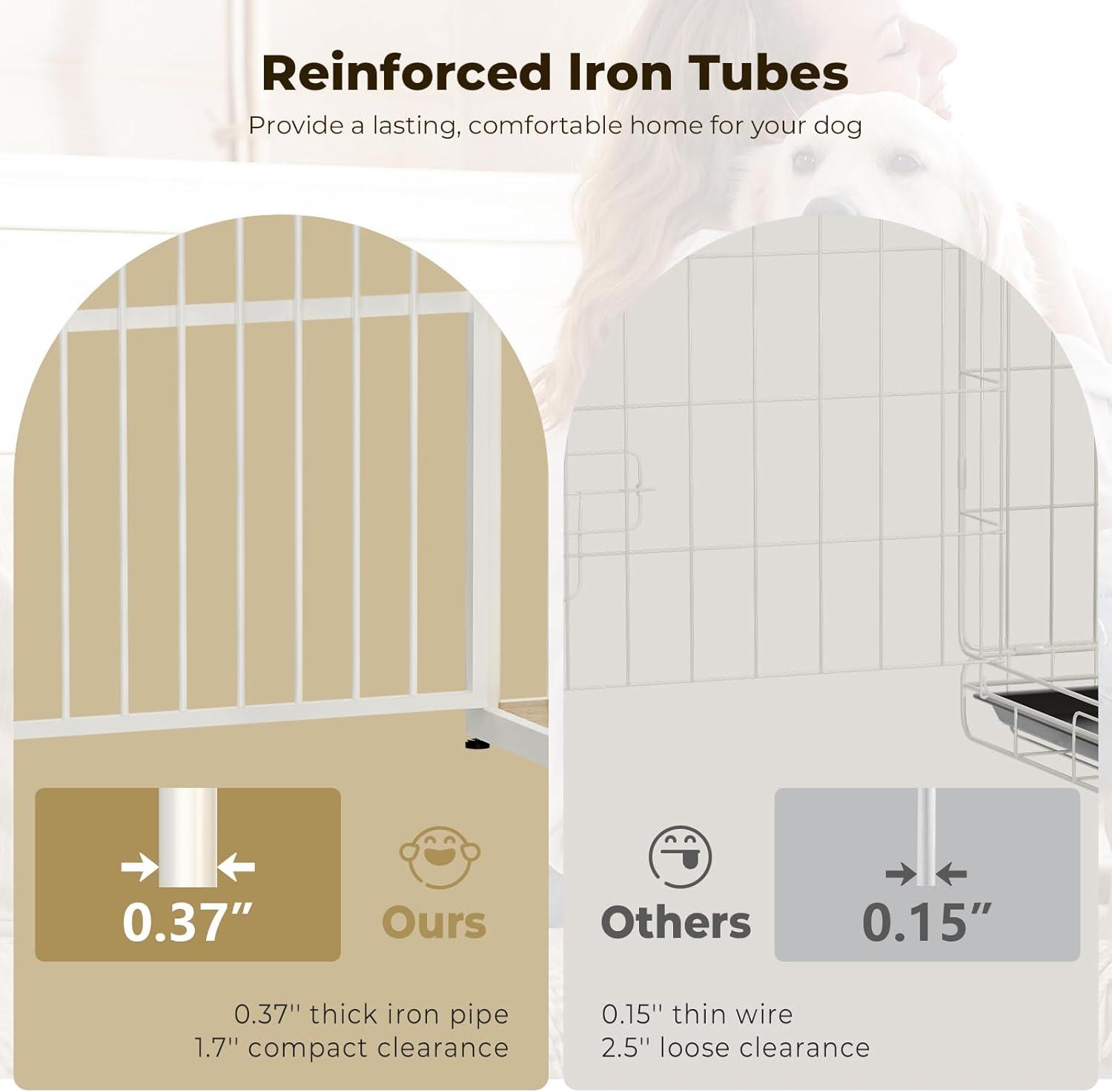 imageLyromix 33 Dog Crate Furniture with 3 DoorsWooden Crate End Table Heavy Duty Indoor Puppy Cage for Small to Medium Dogs Multiple Units Can be Combined GreyNatural Beech