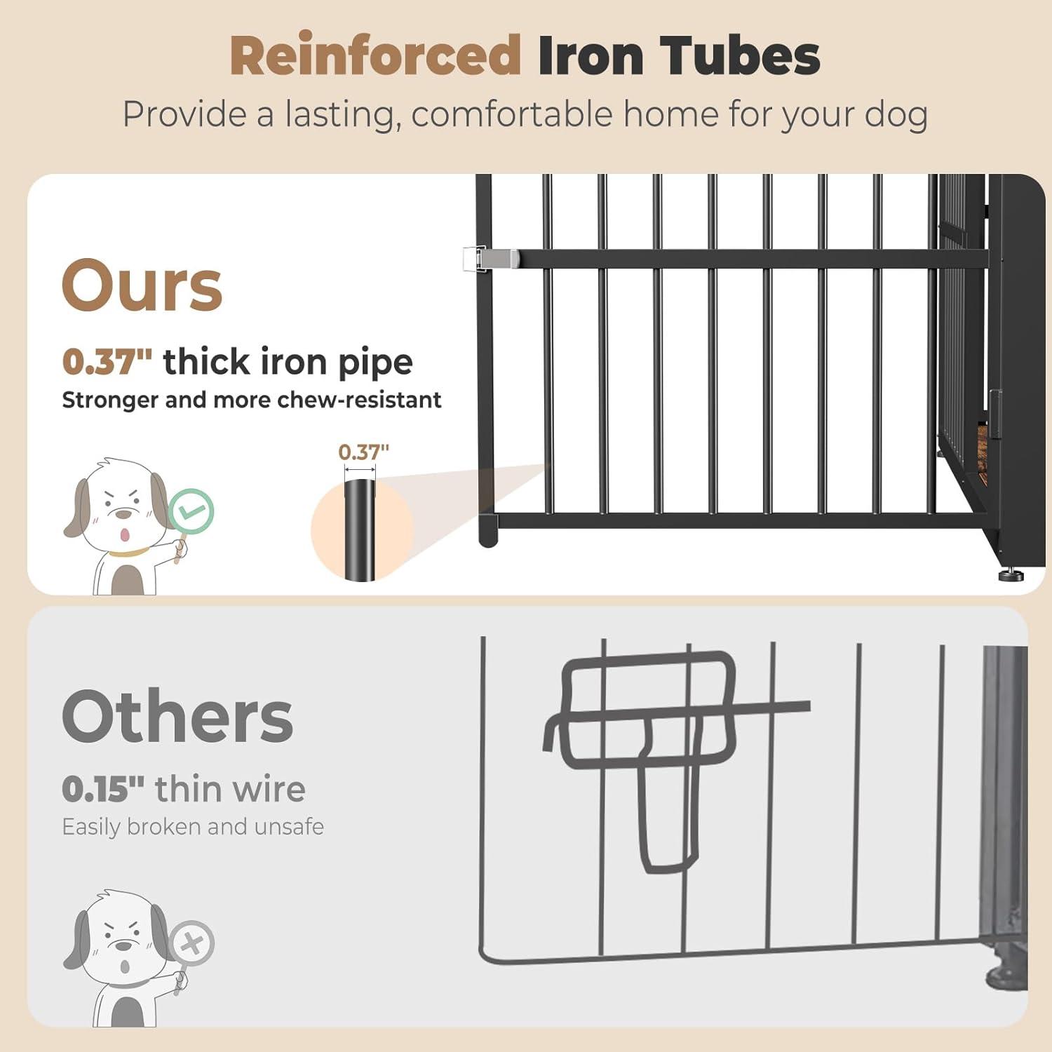 imageLyromix 33 Dog Crate Furniture with 3 DoorsWooden Crate End Table Heavy Duty Indoor Puppy Cage for Small to Medium Dogs Multiple Units Can be Combined GreyWalnut