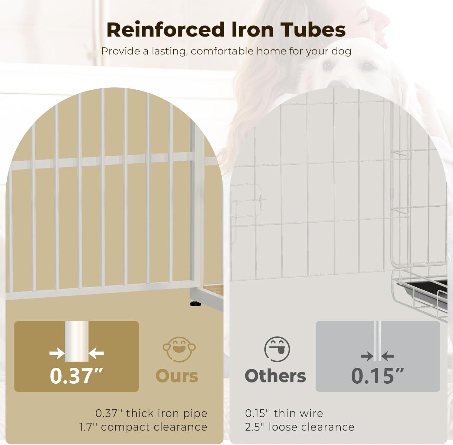 imageLyromix 33 Dog Crate Furniture with 3 DoorsWooden Crate End Table Heavy Duty Indoor Puppy Cage for Small to Medium Dogs Multiple Units Can be Combined GreyNatural Beech