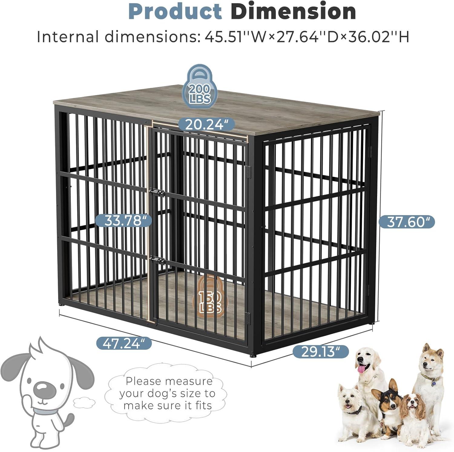 imageLyromix 33 Dog Crate Furniture with 3 DoorsWooden Crate End Table Heavy Duty Indoor Puppy Cage for Small to Medium Dogs Multiple Units Can be Combined GreyAncient gray