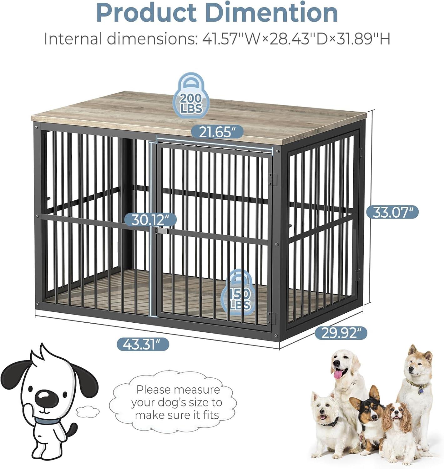 imageLyromix 33 Dog Crate Furniture with 3 DoorsWooden Crate End Table Heavy Duty Indoor Puppy Cage for Small to Medium Dogs Multiple Units Can be Combined GreyAncient gray