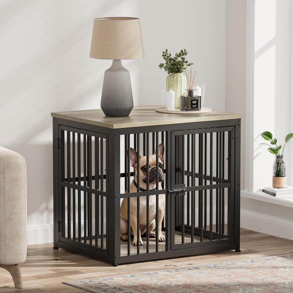 imageLyromix 33 Dog Crate Furniture with 3 DoorsWooden Crate End Table Heavy Duty Indoor Puppy Cage for Small to Medium Dogs Multiple Units Can be Combined GreyAncient gray