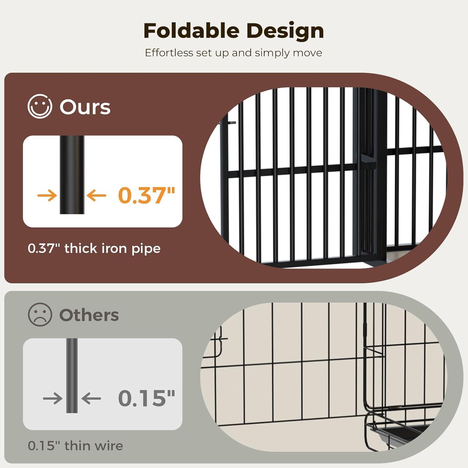 image:imageLyromix 48 Foldable Dog Crate Furniture Quick Assembly Large Dog Kennel Furniture for Medium and Large Breed ChewProof XL Wooden Dog Cage as Side End Table Light IvoryLight Ivory