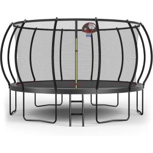 Lyromix 16FT Outdoor Trampolines with Basketball Hoop, Trampoline Outdoor with Net, Large Recreational Trampolin for Kids and Adults