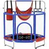 image:imageBLUERISE 55IN 5FT Trampoline for Kids 6055 Toddler Trampolines IndoorOutdoor Adjustable Gymnastics Bar amp Safety Net NoGap Design AntiRollover Bottom Basketball Hoop Gifts for Boys amp Girls